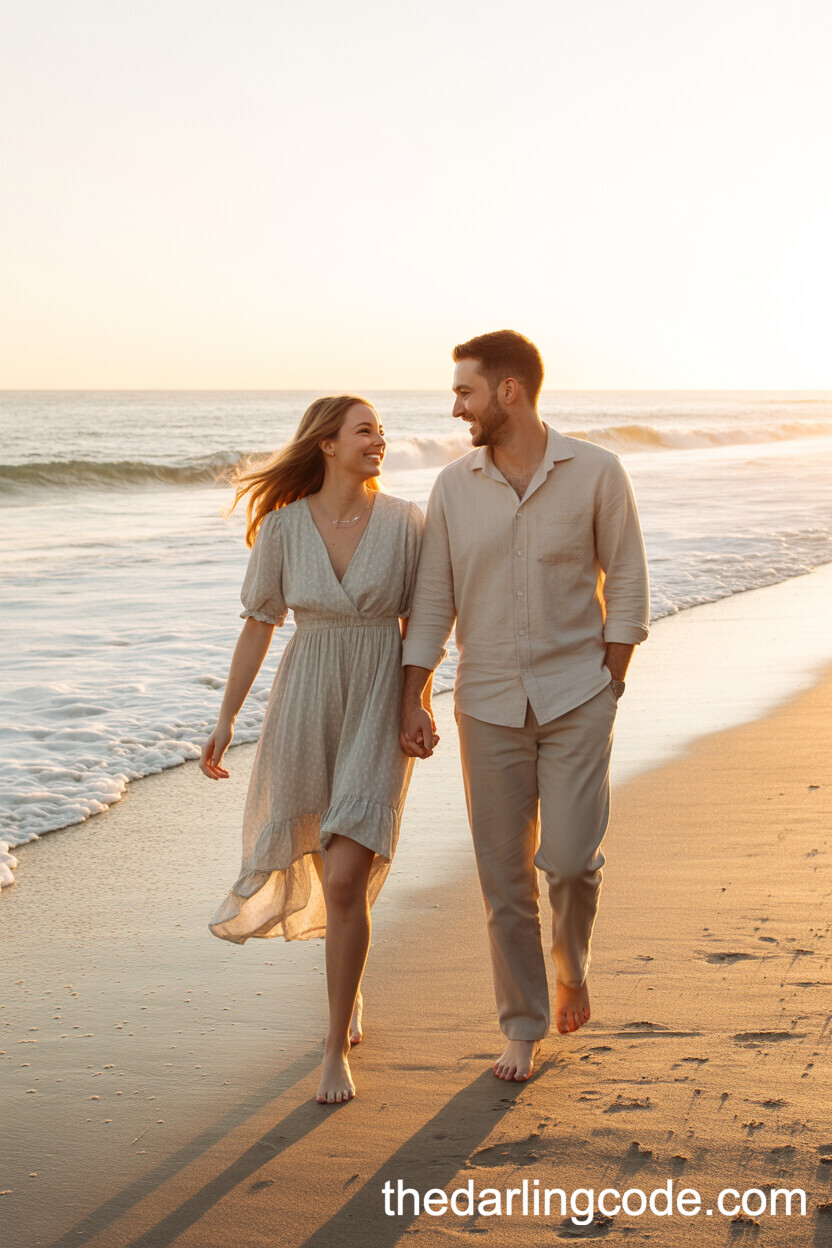 Holding Hands On The Beach At Golden Hour