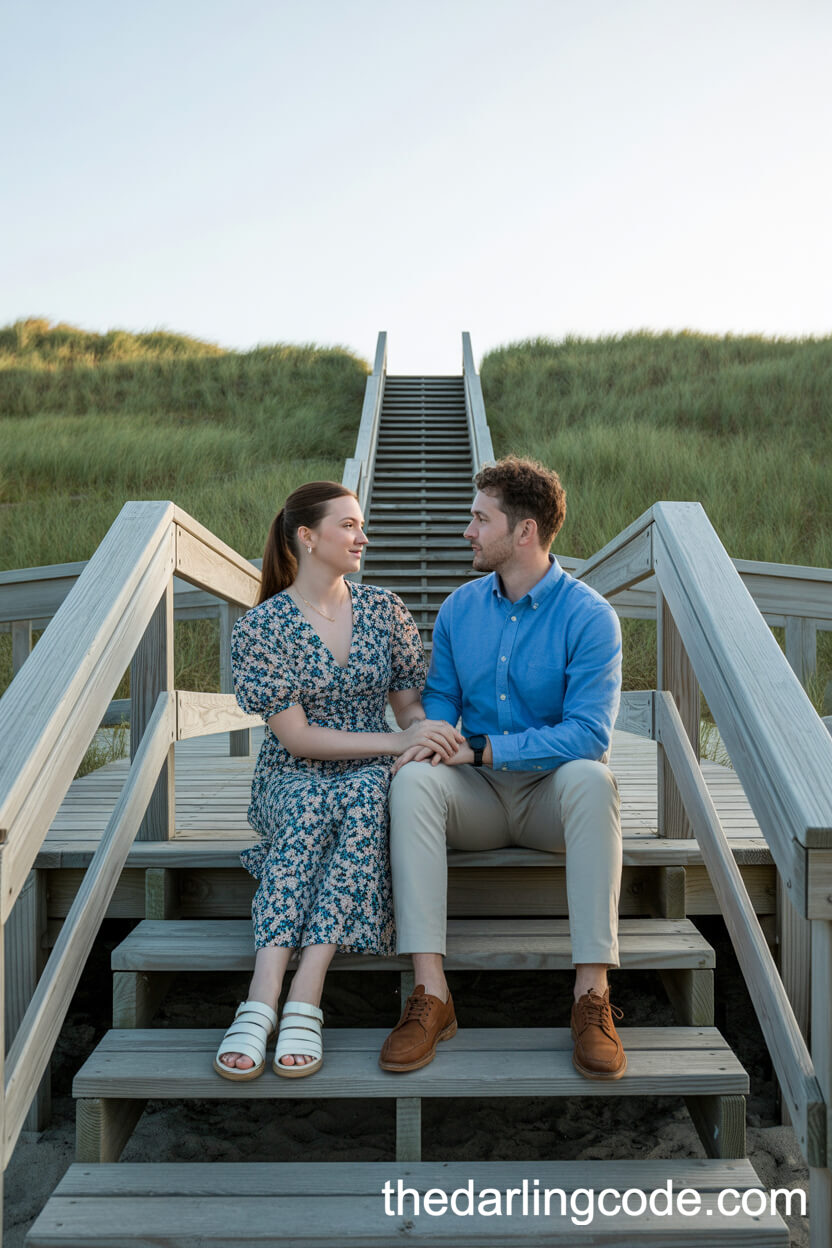 Romantic Moment On Beach Steps