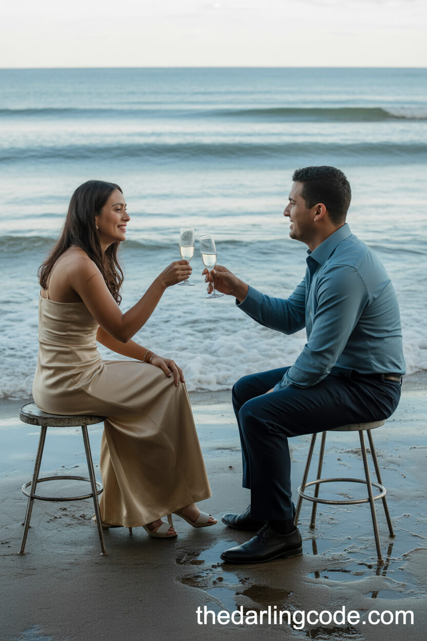 Champagne Toast Near The Shoreline