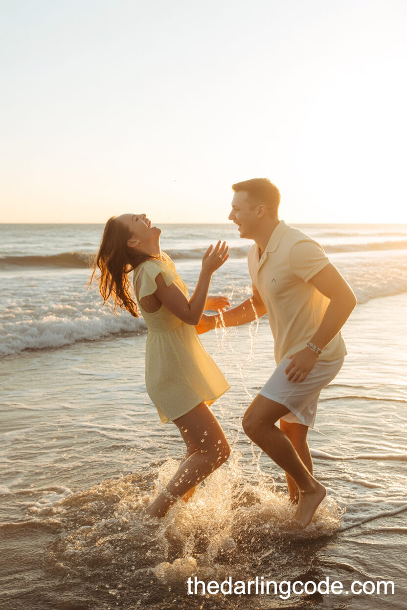 Playful Water Splashing In The Surf