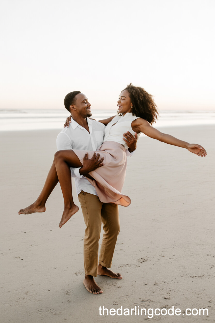 Blush Pink Skirt And White Blouse With Tan Pants For Playful Spins
