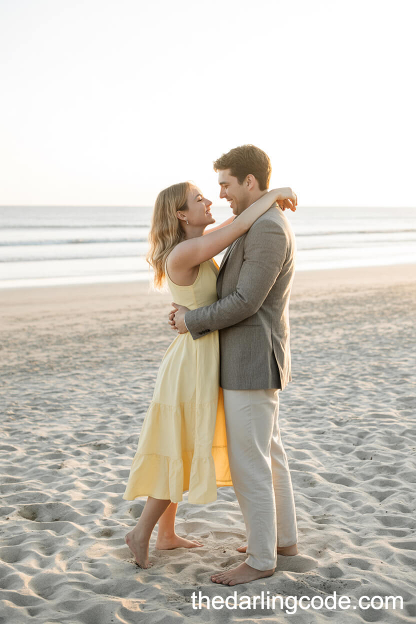 Light Yellow Midi Dress And Grey Linen Suit For Sunlit Embraces