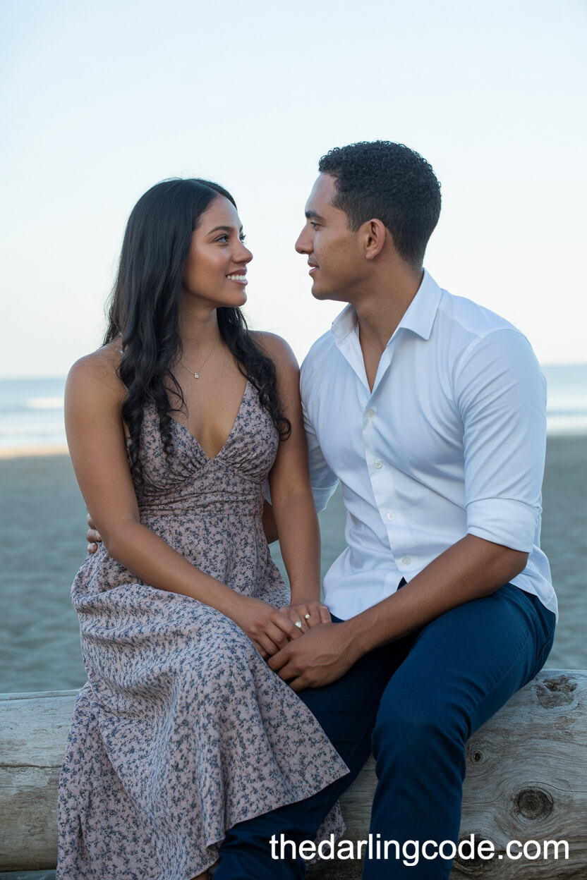 Floral Maxi Dress And Crisp White Shirt On Driftwood