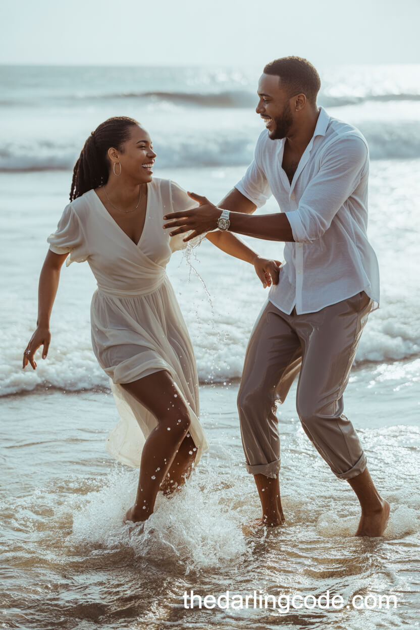 Playful Splashing In Shallow Water