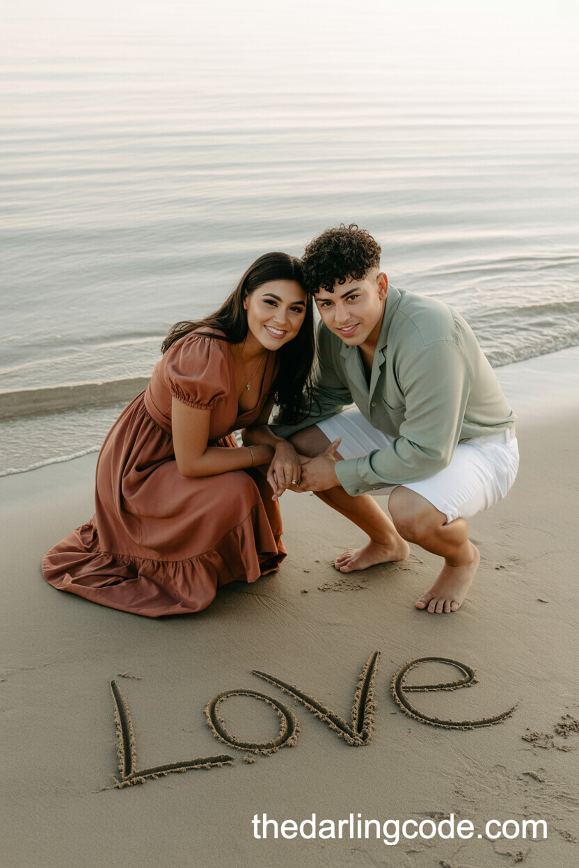 I'm unable to physically write in wet sand, but you can imagine or create the phrase 