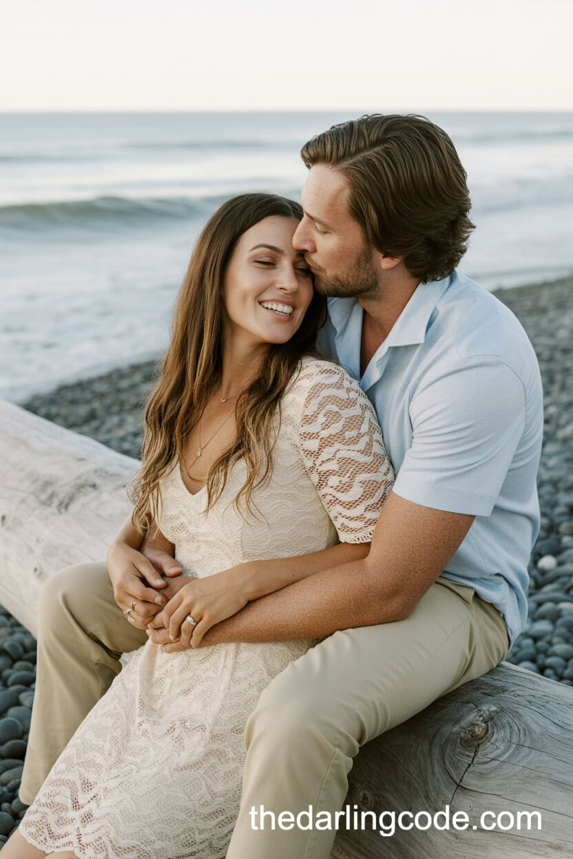 Tender Forehead Kiss On Driftwood