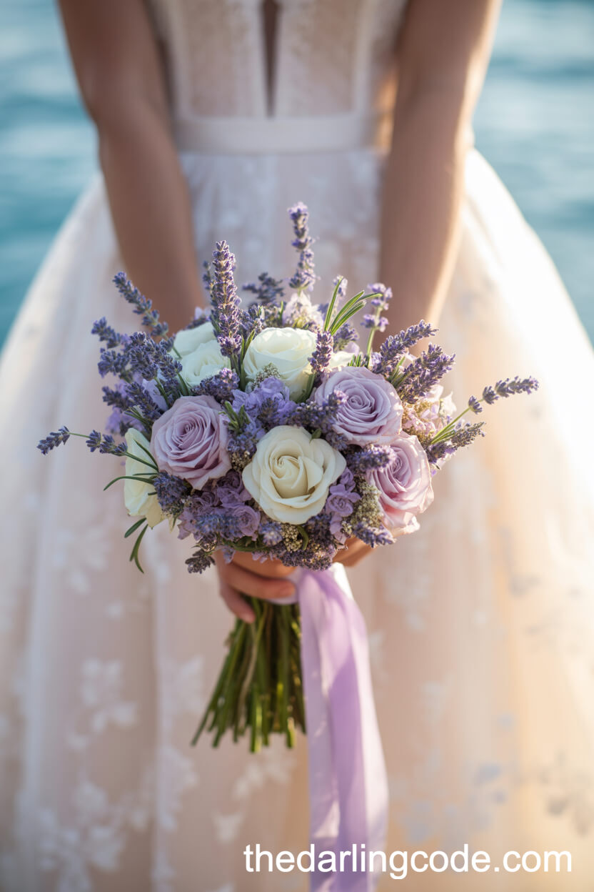 Lavender And White Rose Romantic Summer Bouquet