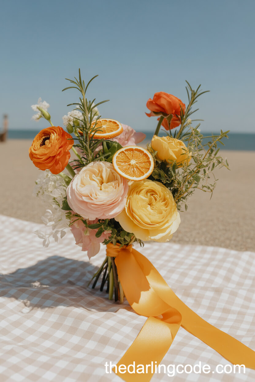 Orange Ranunculus And Garden Rose Citrus-Inspired Bouquet