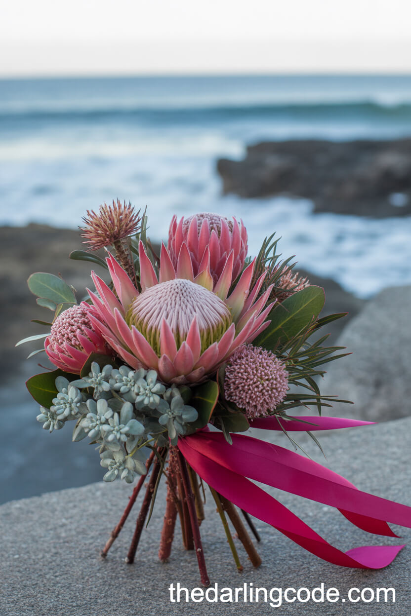 King Protea And Pink Pincushion Protea Statement Bouquet