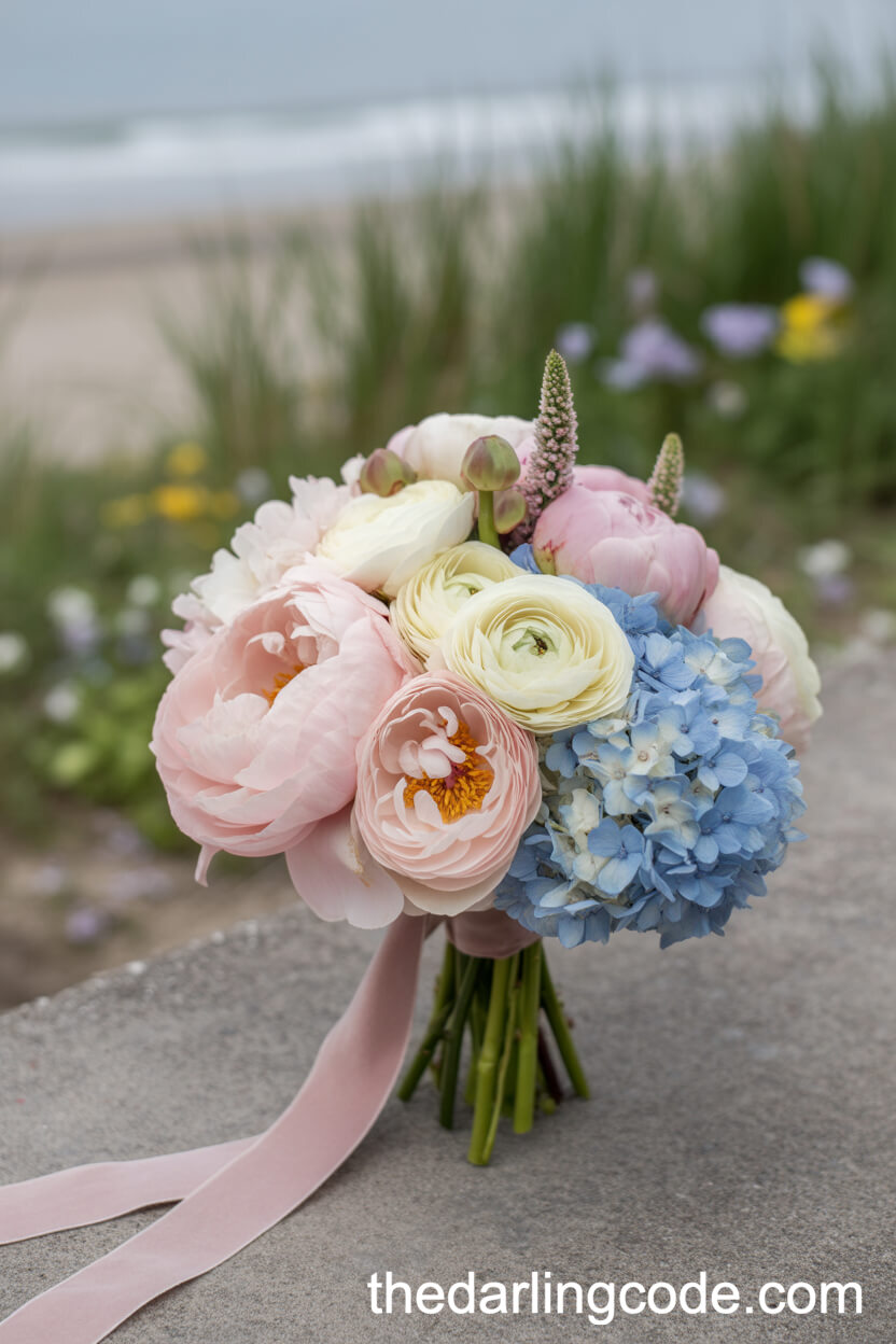 Blush Peony Ranunculus And Hydrangea Spring Bouquet