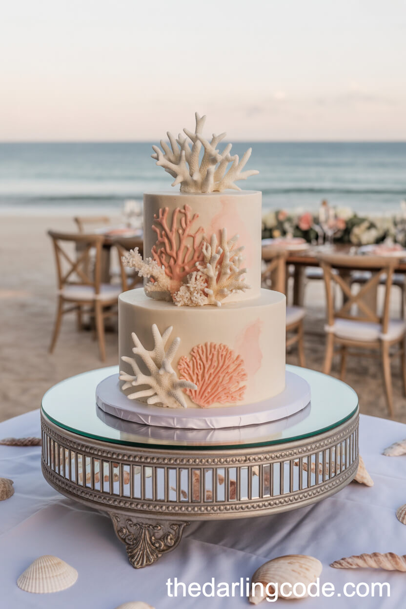 Coral Reef Inspired Beach Wedding Cake