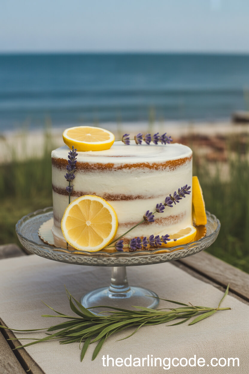 Lemon And Lavender Rustic Summer Wedding Cake