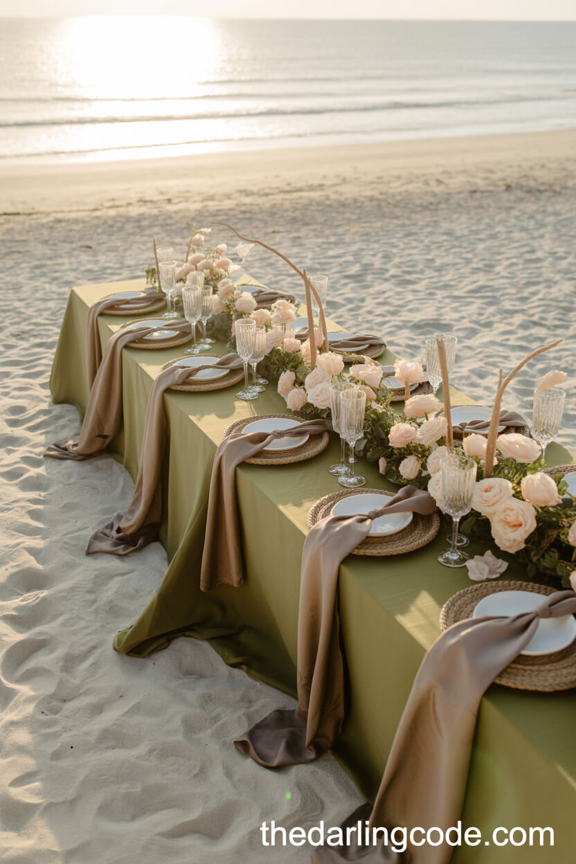 Olive Green And Blush Beach Wedding Colors