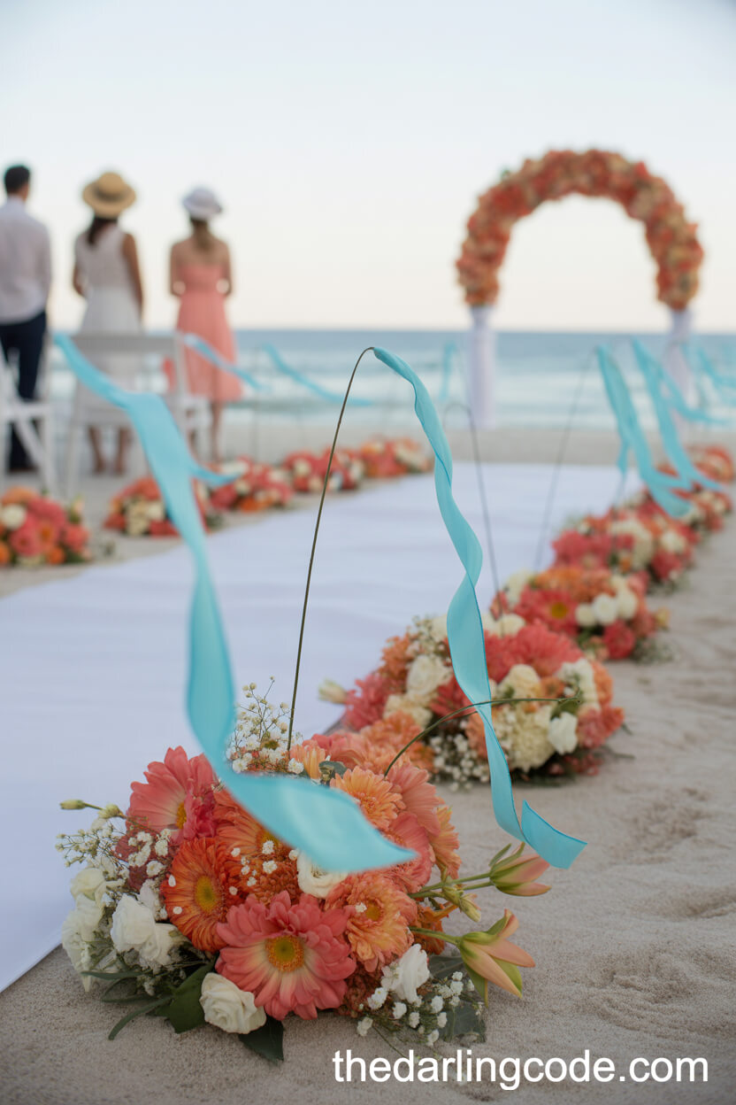 Aqua And Coral Beach Wedding Colors