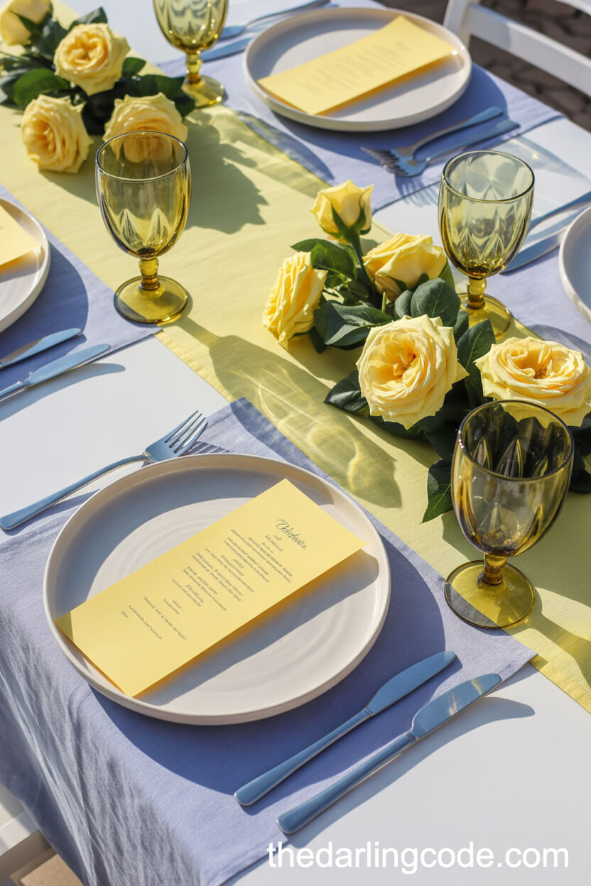 Periwinkle And Lemon Yellow Beach Wedding Colors