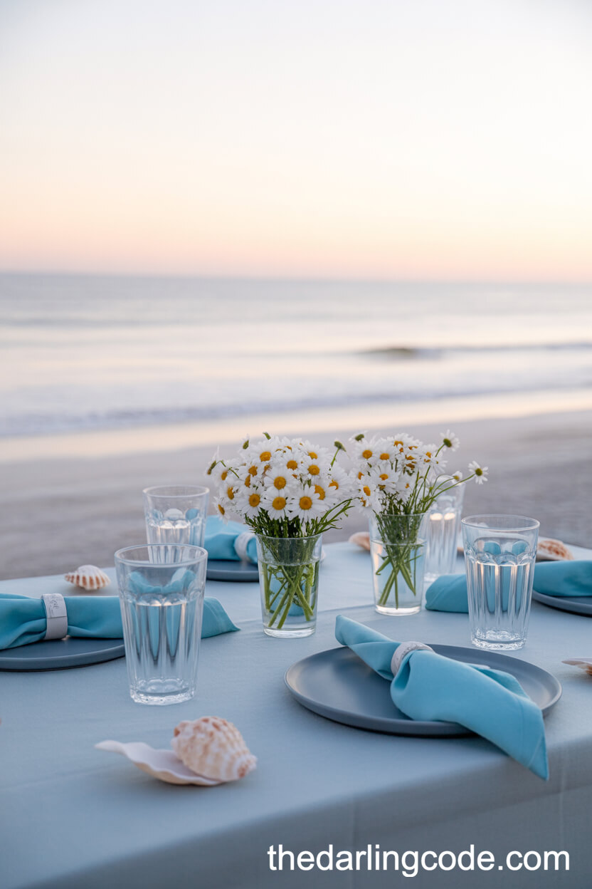 Sky Blue And Light Gray Beach Wedding Colors