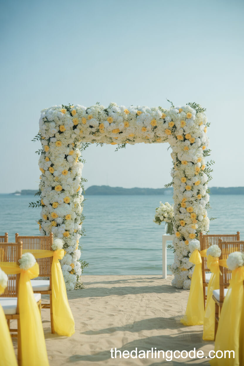 White And Yellow Beach Wedding Colors