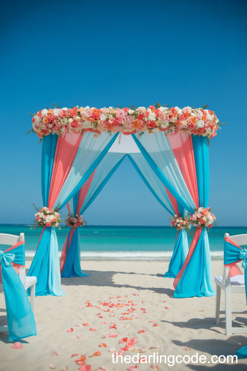 Turquoise And Coral Beach Wedding Colors