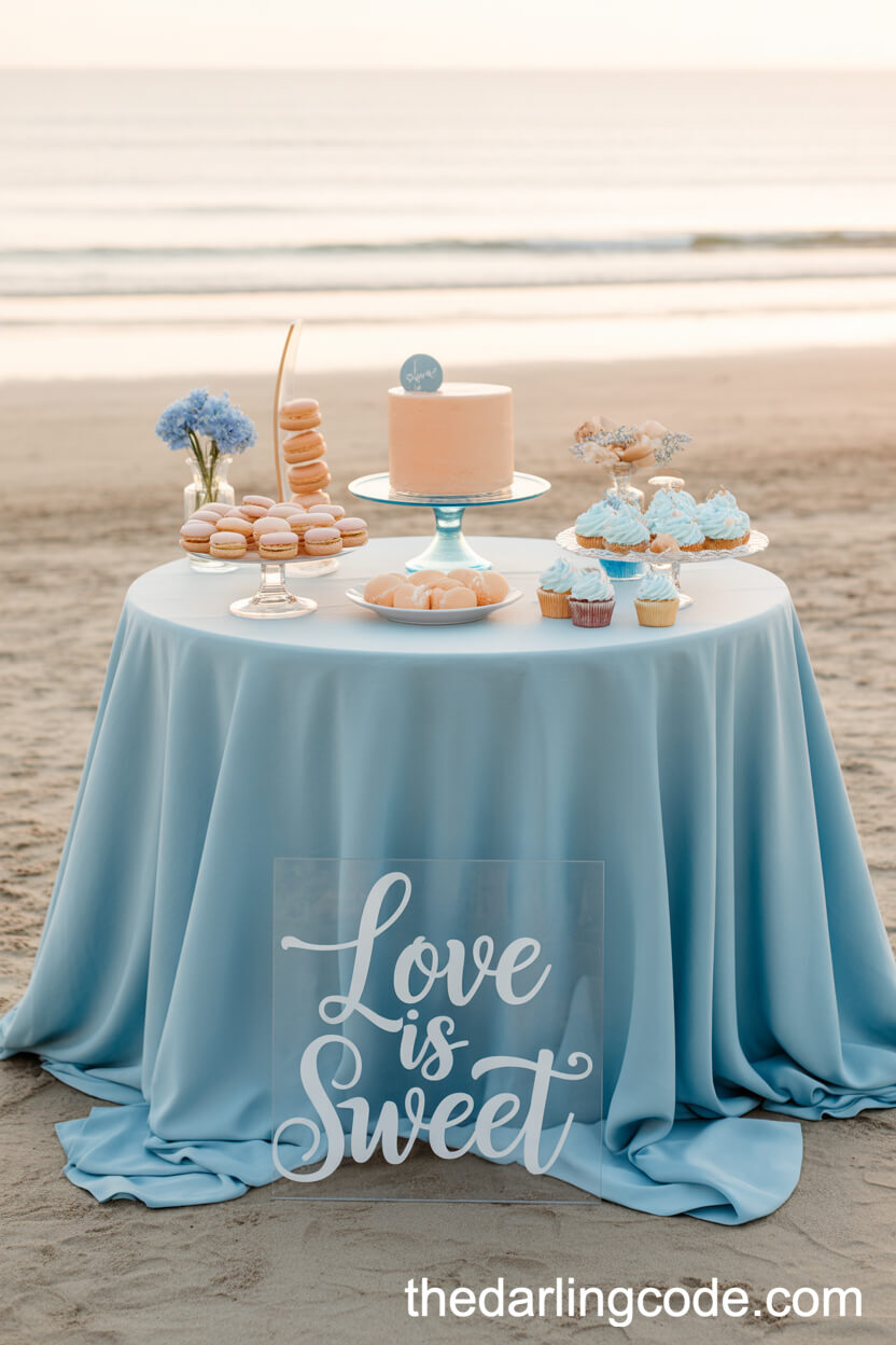 Powder Blue And Peach Beach Wedding Colors