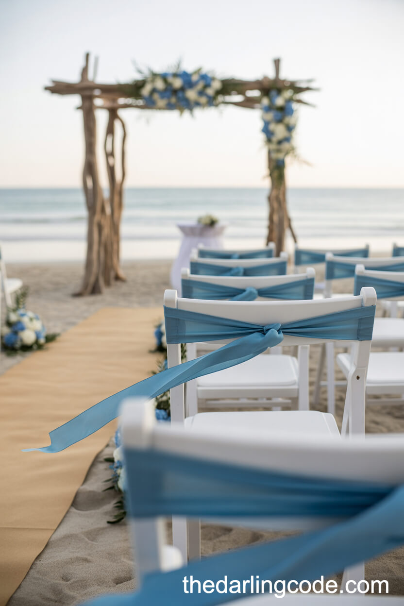 Dusty Blue And White Beach Wedding Colors
