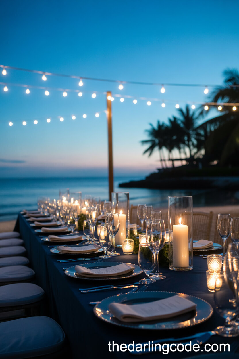 Navy And Silver Beach Wedding Colors