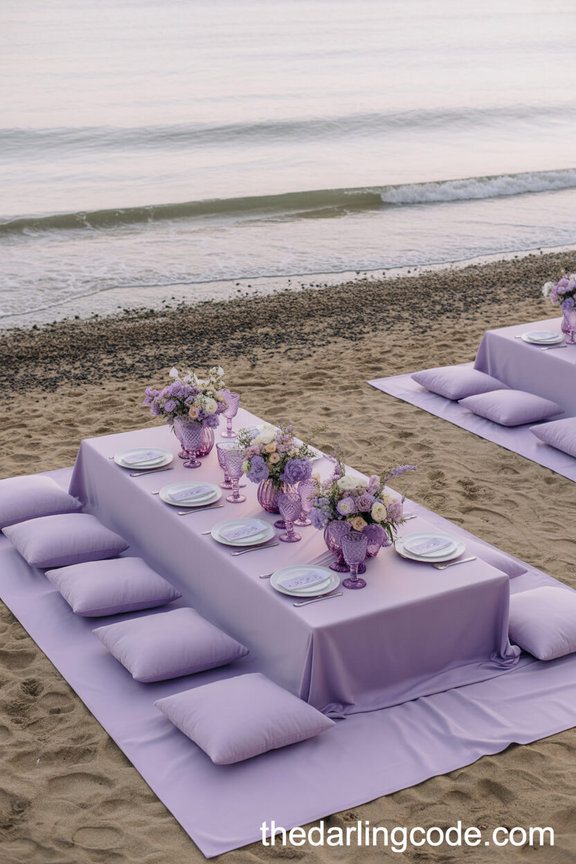 Lavender And Lilac Beach Wedding Colors