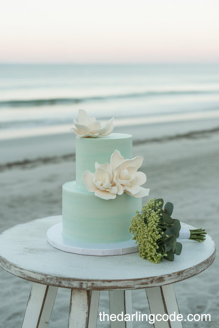 Seafoam Green And White Beach Wedding Colors