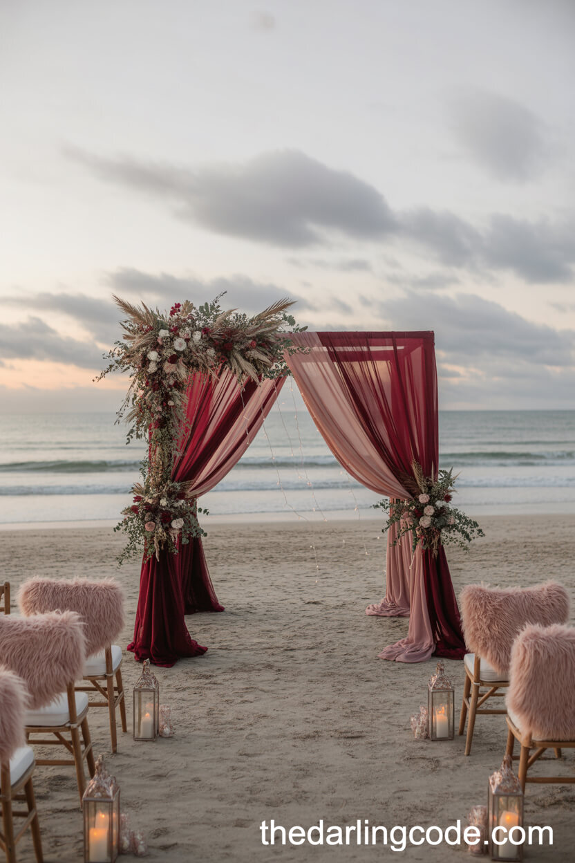 Burgundy And Blush Beach Wedding Colors