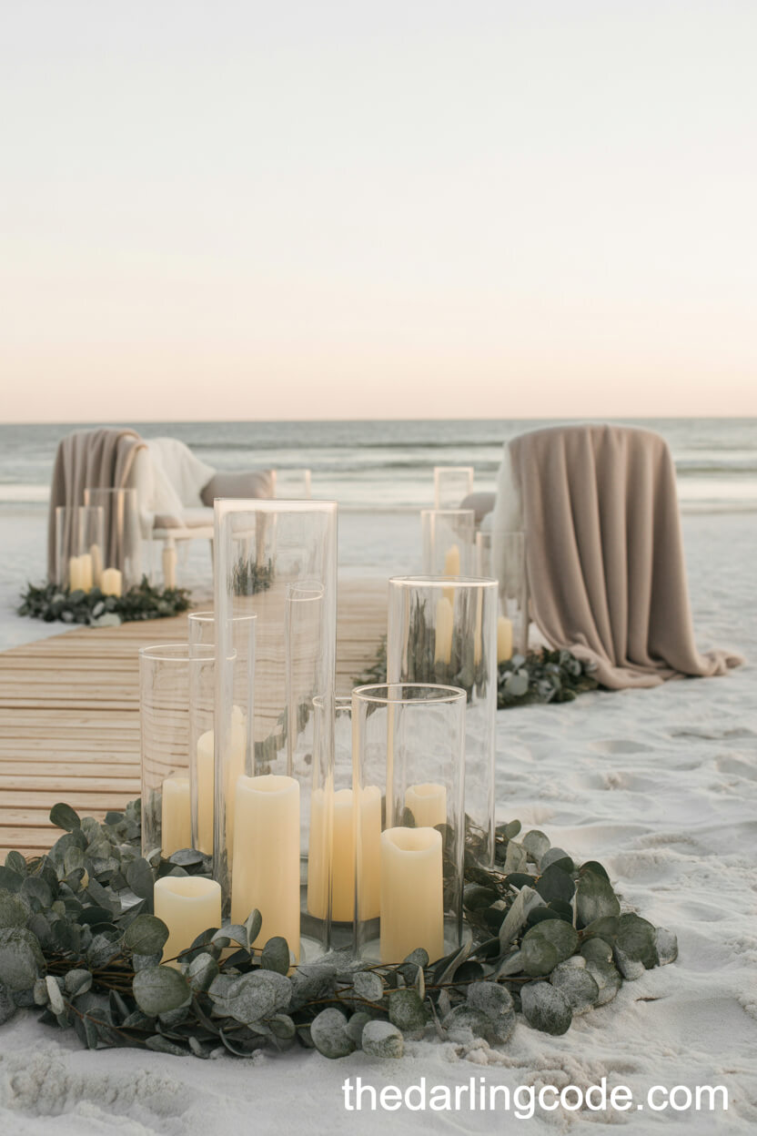 Winter Beach Wedding Hurricane Lanterns