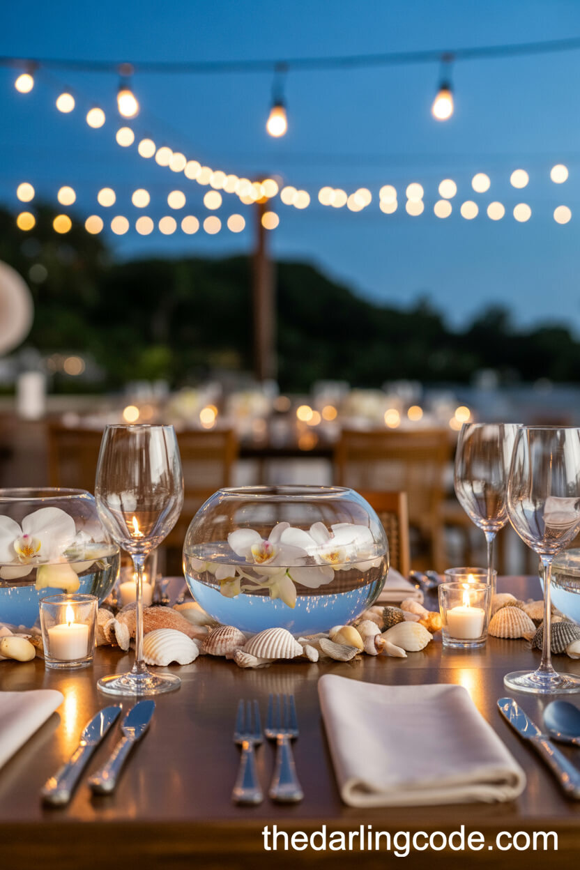 Orchid And Candle Floating Bowl Centerpieces