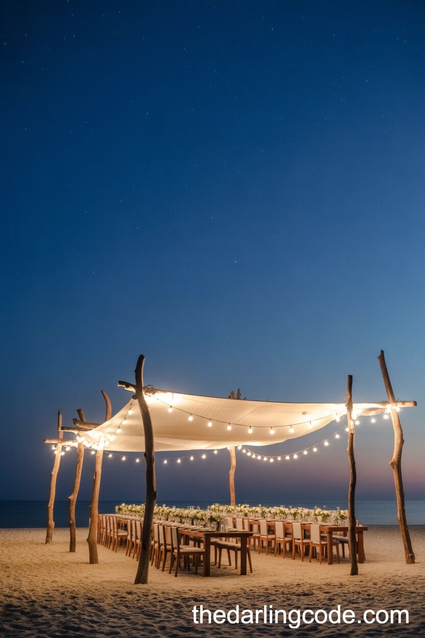 Driftwood Canopy With Fairy Lights