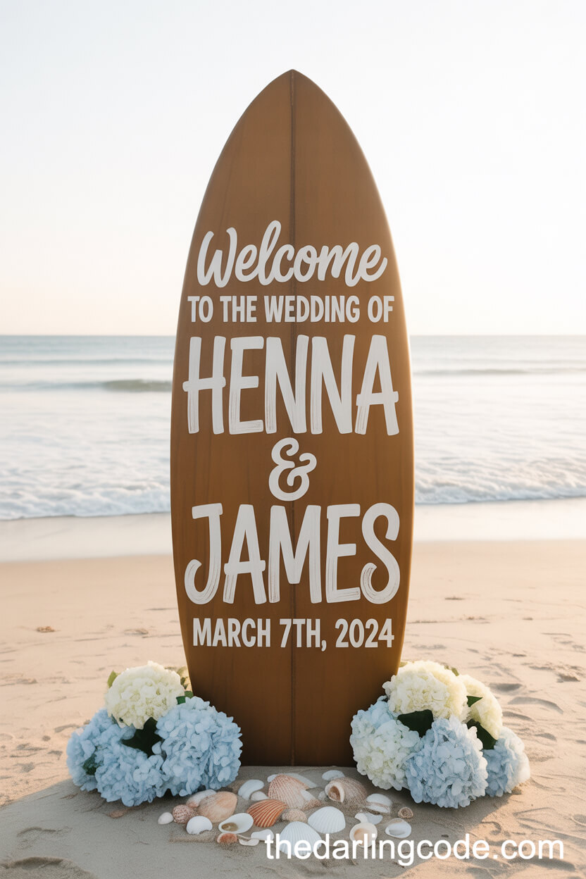 Customized Surfboard Welcome Sign