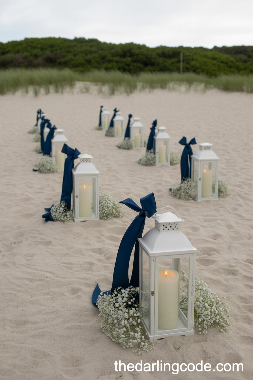 Lantern-Lined Aisle With Baby’s Breath
