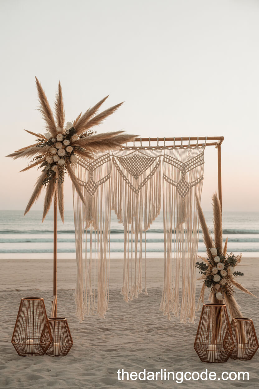 Bohemian Macramé Backdrop With Pampas Grass