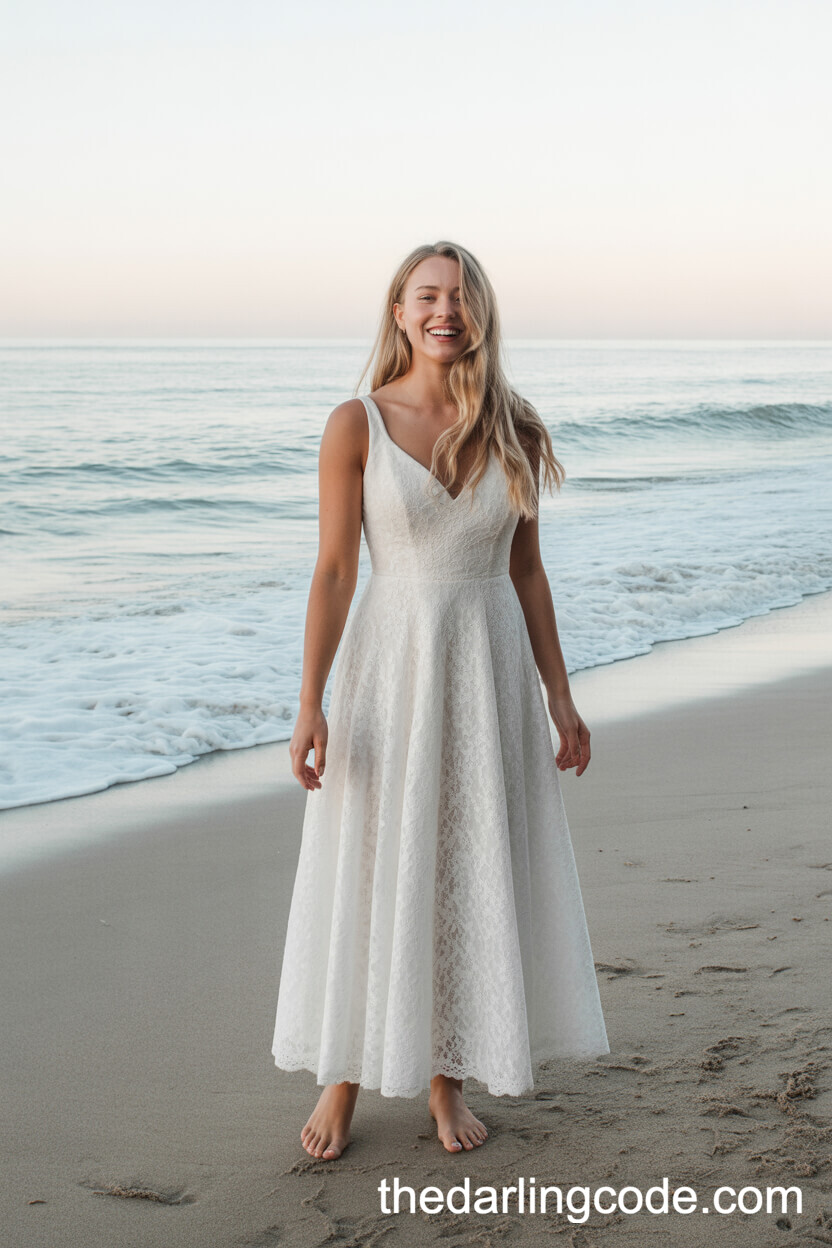 Classic Lace A-Line Beach Wedding Dress