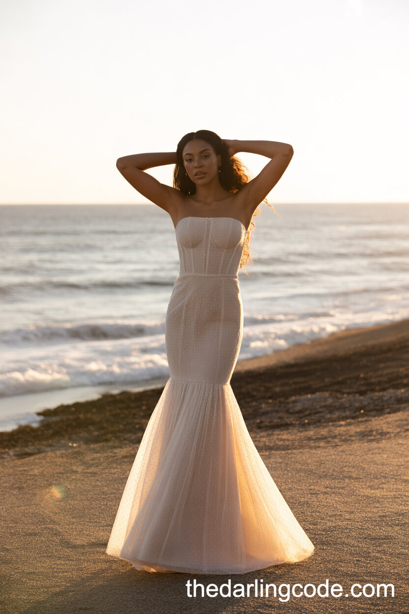 Strapless Fit-And-Flare Beach Wedding Dress