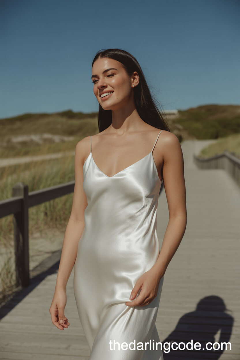 Minimalist Silk Slip Beach Wedding Dress