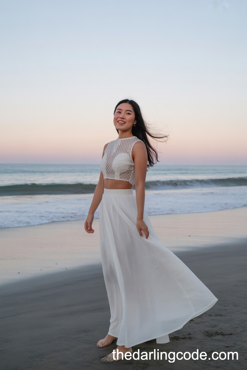 Trendy Two-Piece Crop Top And Skirt Wedding Dress