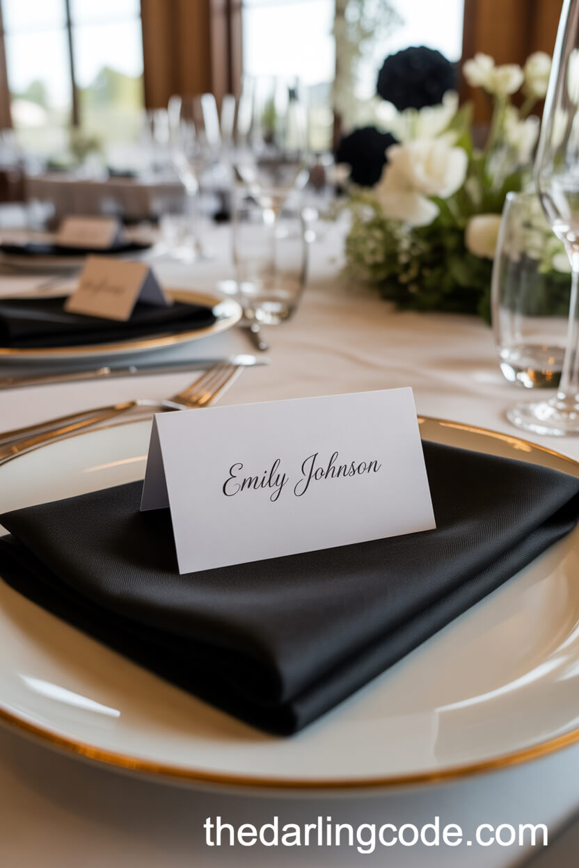 Black and White Wedding Place Card Inspiration