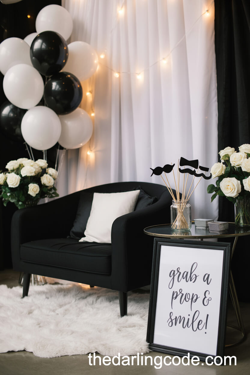 Sophisticated Black and White Wedding Photo Booth