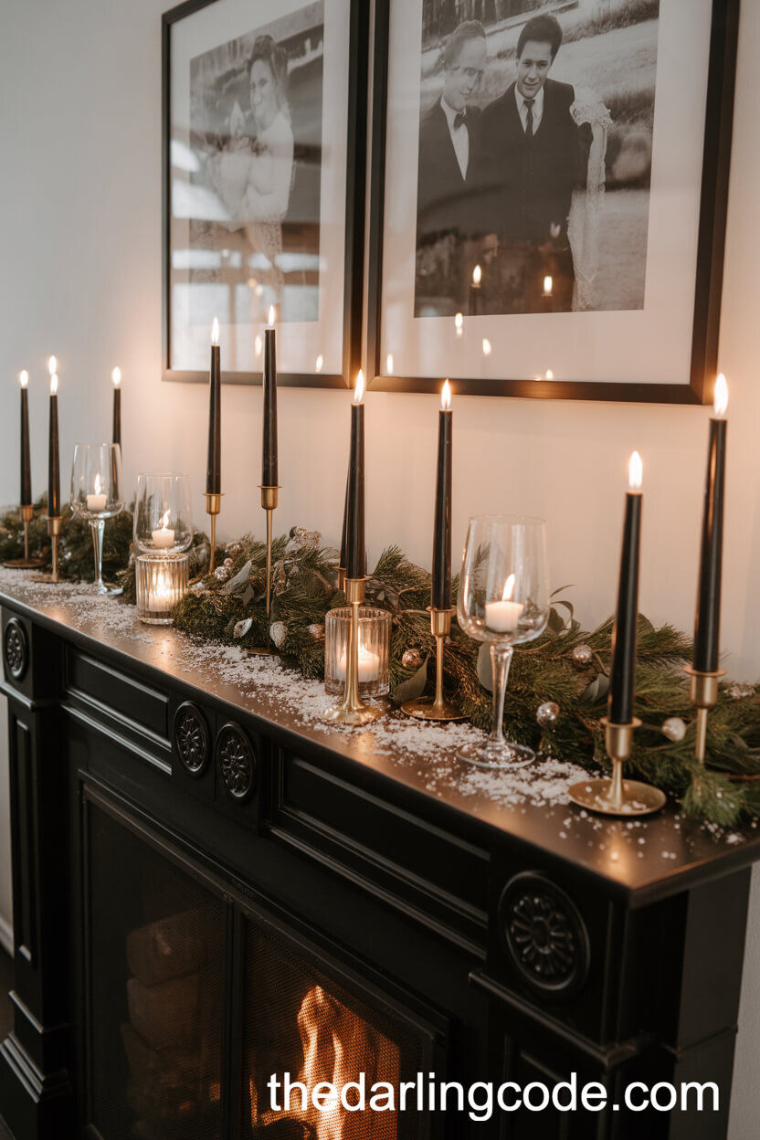 Cozy Fireplace Mantel Decor for Winter Weddings