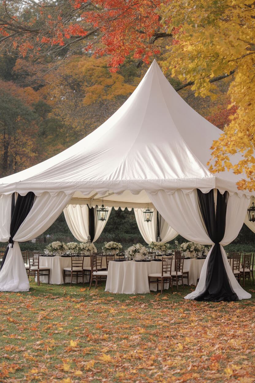Black and White Tent Wedding Reception