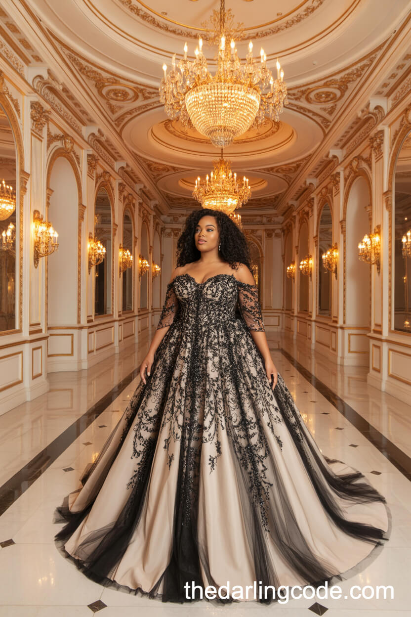 Opulent Beaded Ball Gown With Dramatic Skirt And Train