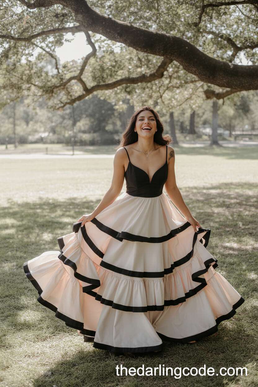 Romantic Layered Ruffle Dress With Sweetheart Neckline