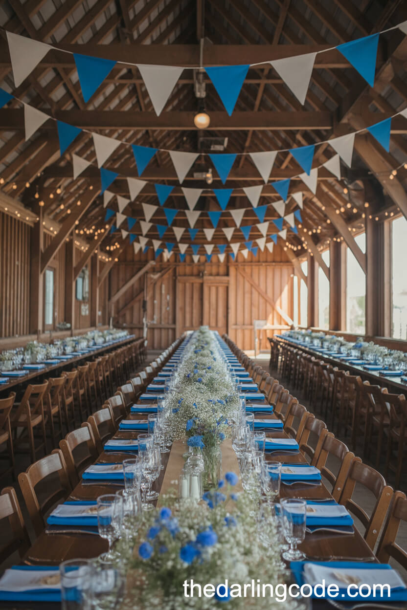 Rustic Barn Wedding With Blue And White Decor