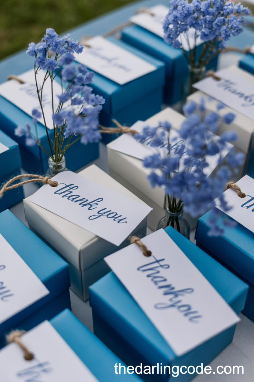 Blue And White Wedding Favor Table Display