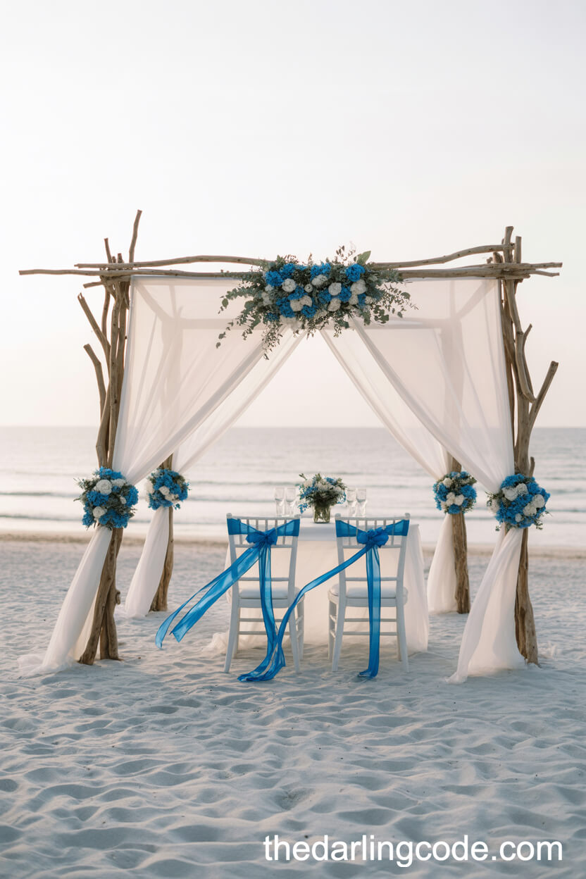 Romantic Blue And White Beach Wedding Inspiration