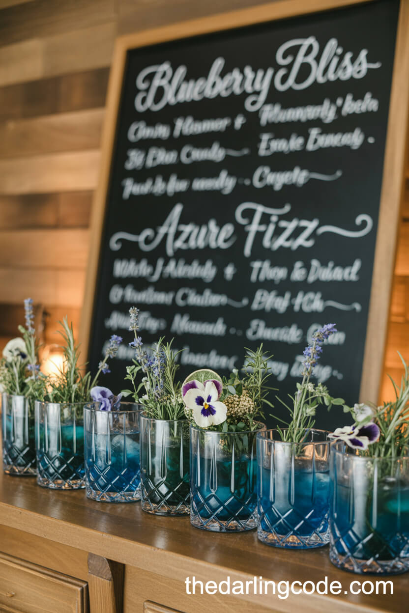 Signature Blue Wedding Cocktail Bar