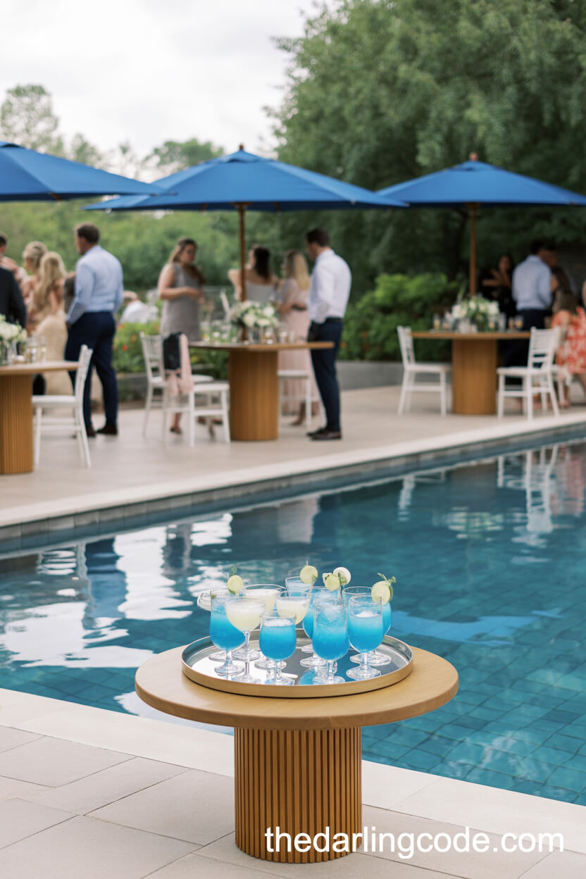 Chic Blue Poolside Cocktail Hour