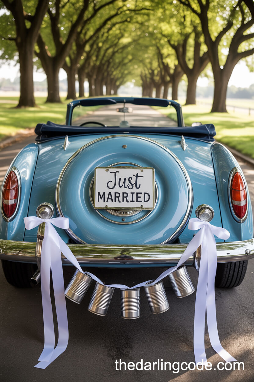 Vintage Blue Convertible Getaway Car